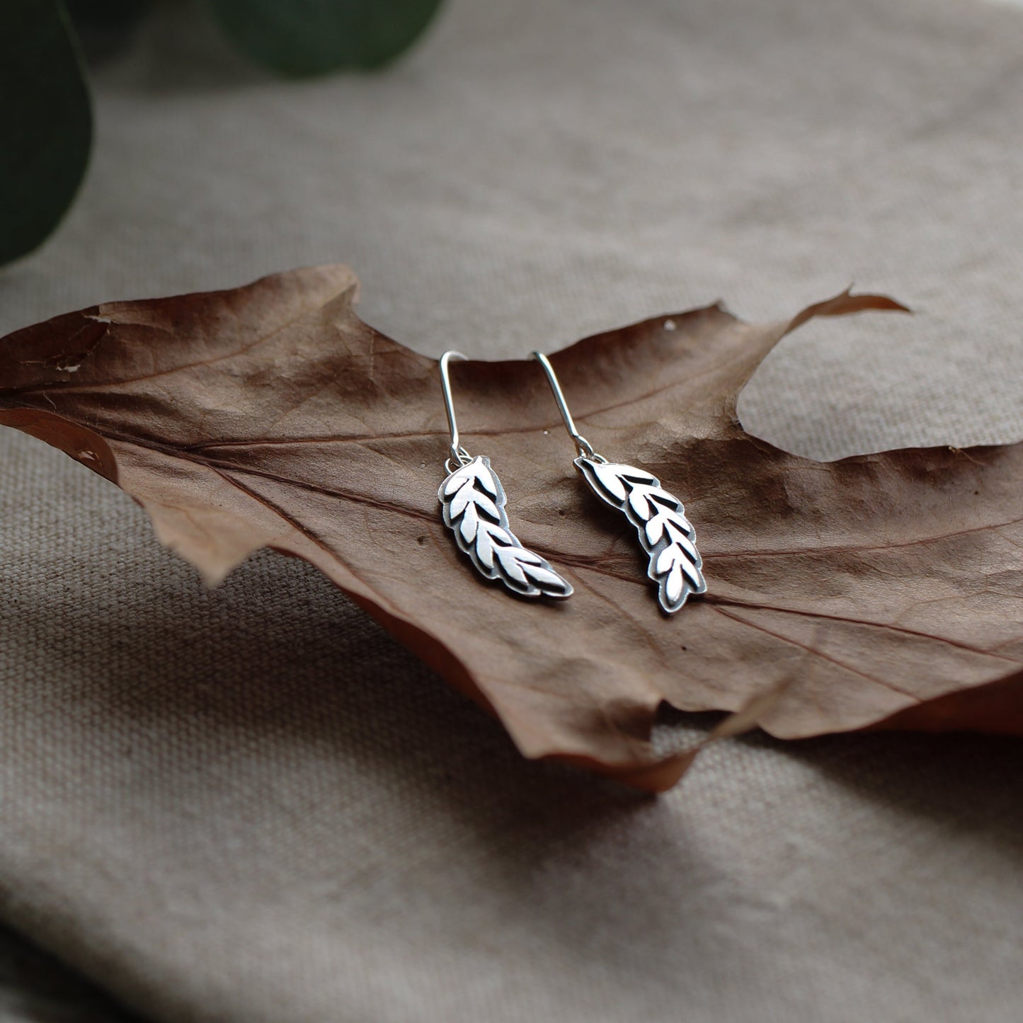 Long Layered Leaf Earrings