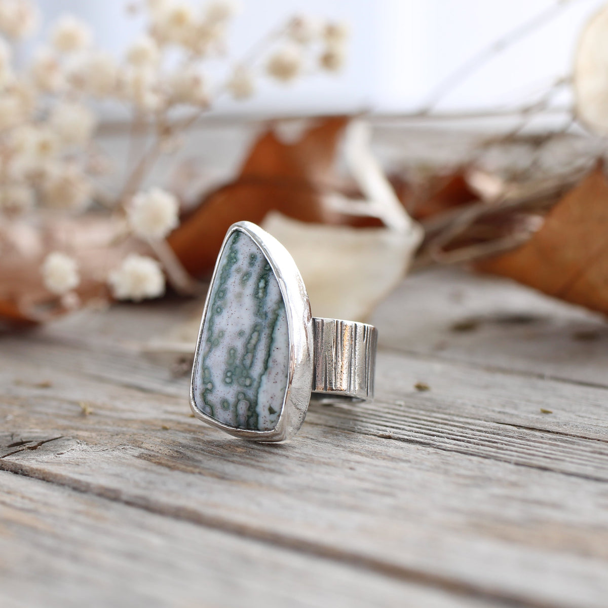 Ocean Jasper Silver Big Ring - Size N - Limited Edition No.118