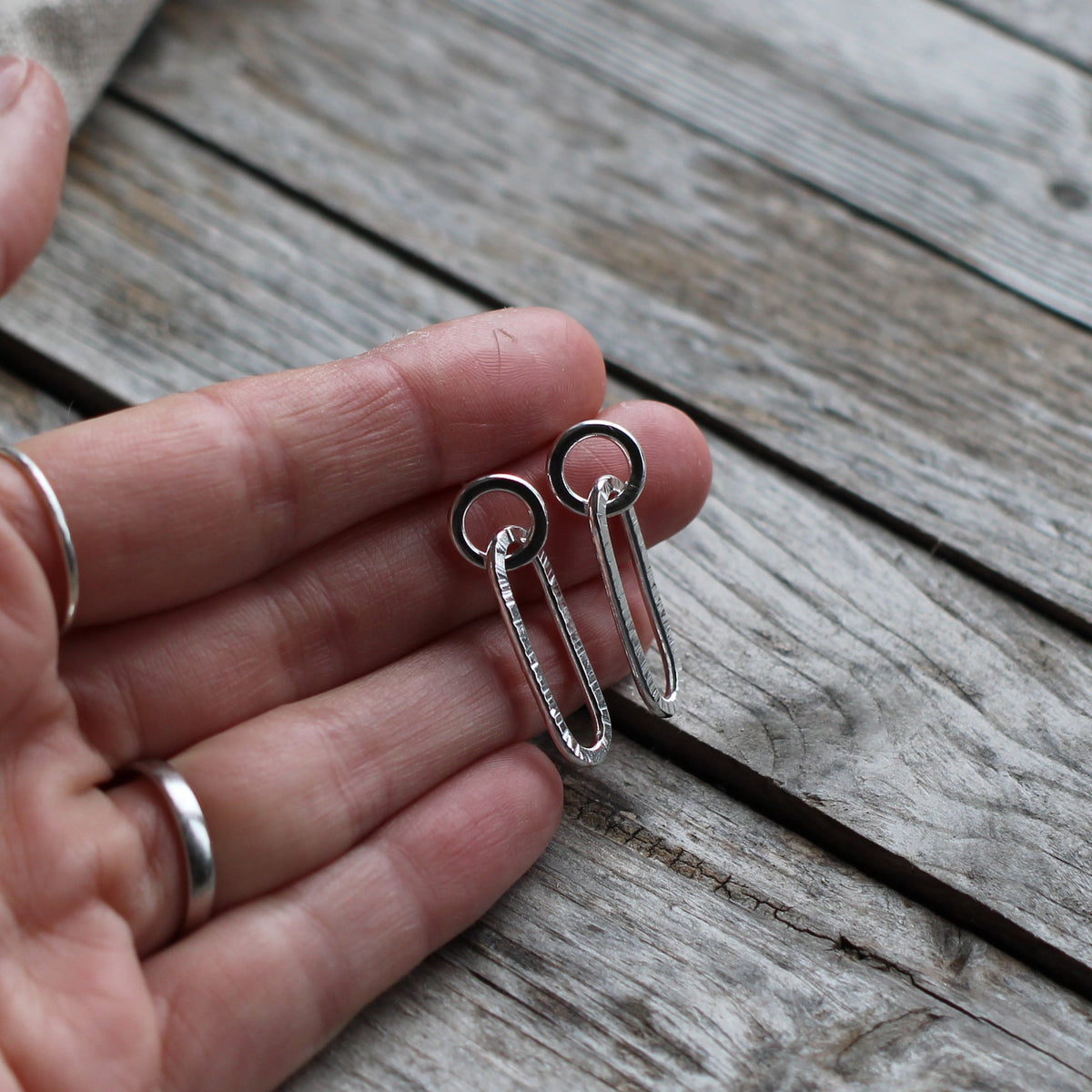 Silver Links Drop Earrings