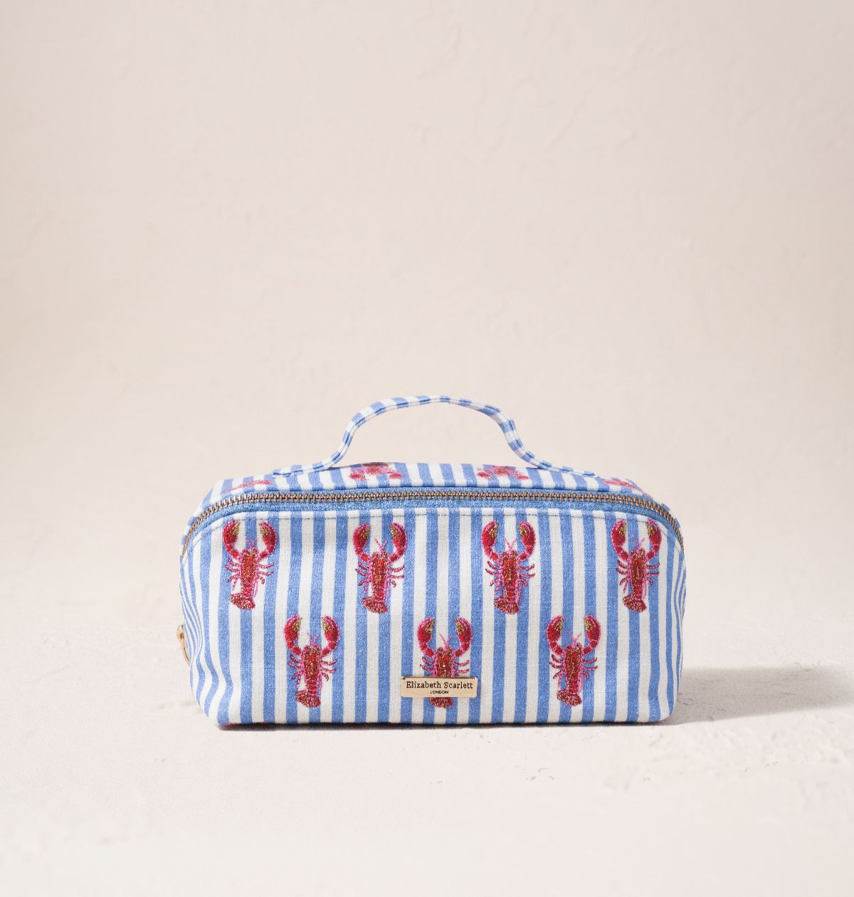 Lobster Stripe Canvas Printed Open Flat Makeup Bag