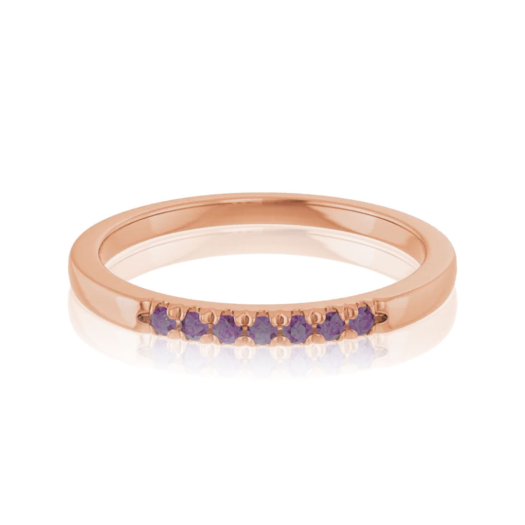 Louise Anniversary Band - French Set Alexandrites Pave Stacking Birthstone Ring