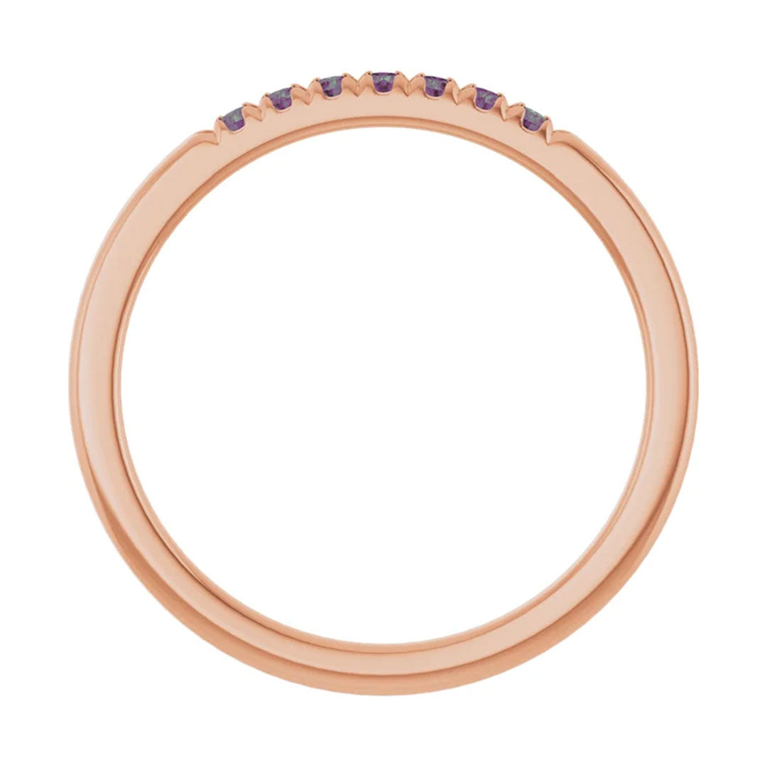 Louise Anniversary Band - French Set Alexandrites Pave Stacking Birthstone Ring