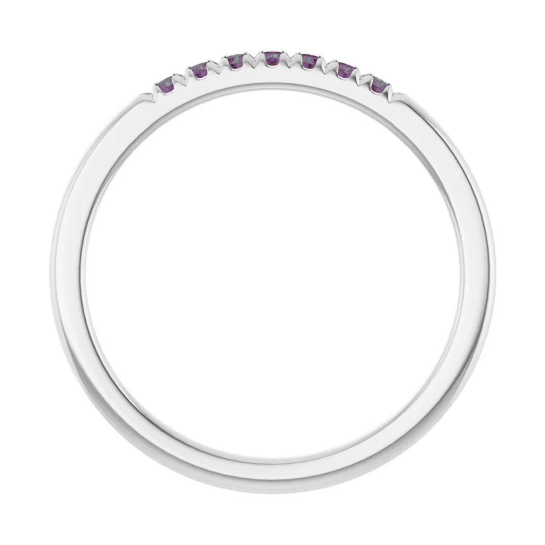 Louise Anniversary Band - French Set Alexandrites Pave Stacking Birthstone Ring