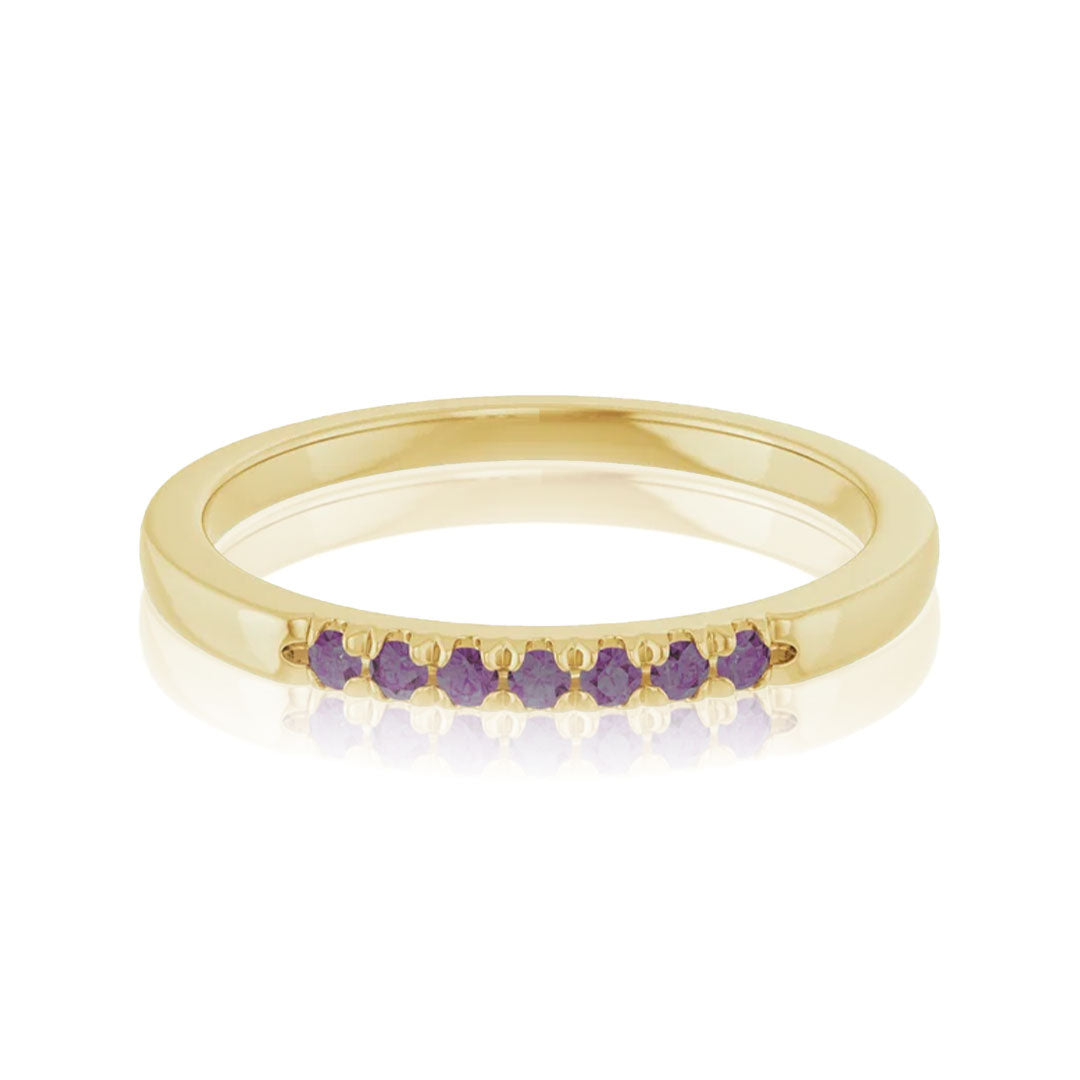 Louise Anniversary Band - French Set Alexandrites Pave Stacking Birthstone Ring