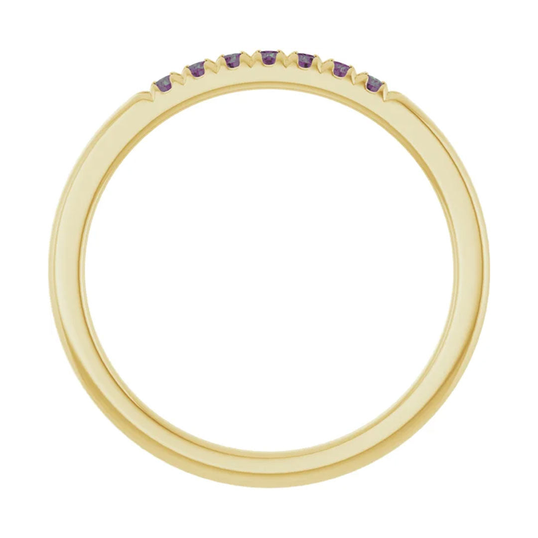 Louise Anniversary Band - French Set Alexandrites Pave Stacking Birthstone Ring