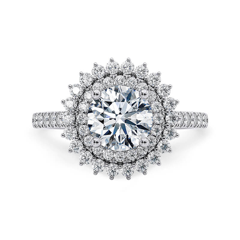 Luxury Double Halo Moissanite Pave Engagement Ring