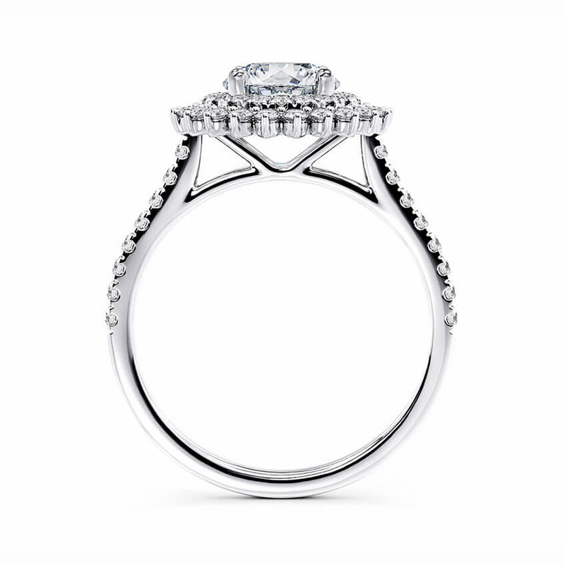 Luxury Double Halo Moissanite Pave Engagement Ring