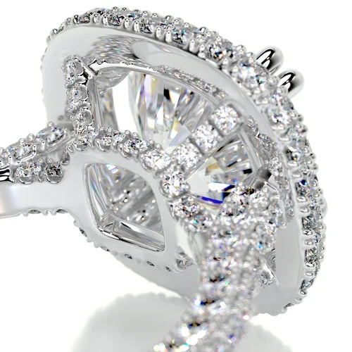 Refined Solarii Moissanite 3.0ct Round Cut 925 Sterling Pave Engagement Ring