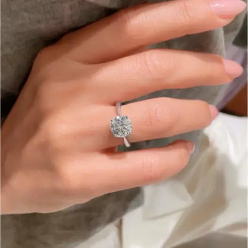 Vivid Solarii Moissanite 2.5ct Round Cut 925 Sterling Silver Solitaire Engagement Ring