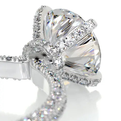 Gleaming Solarii Moissanite 3.0ct Round Cut 925 Sterling Silver Pave Engagement Ring