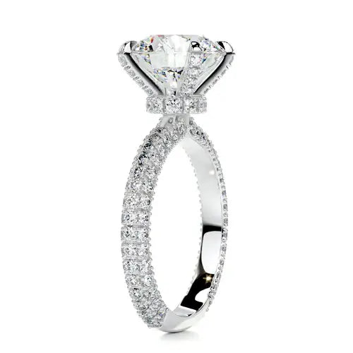 Gleaming Solarii Moissanite 3.0ct Round Cut 925 Sterling Silver Pave Engagement Ring