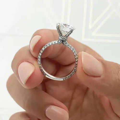 Gleaming Solarii Moissanite 3.0ct Round Cut 925 Sterling Silver Pave Engagement Ring