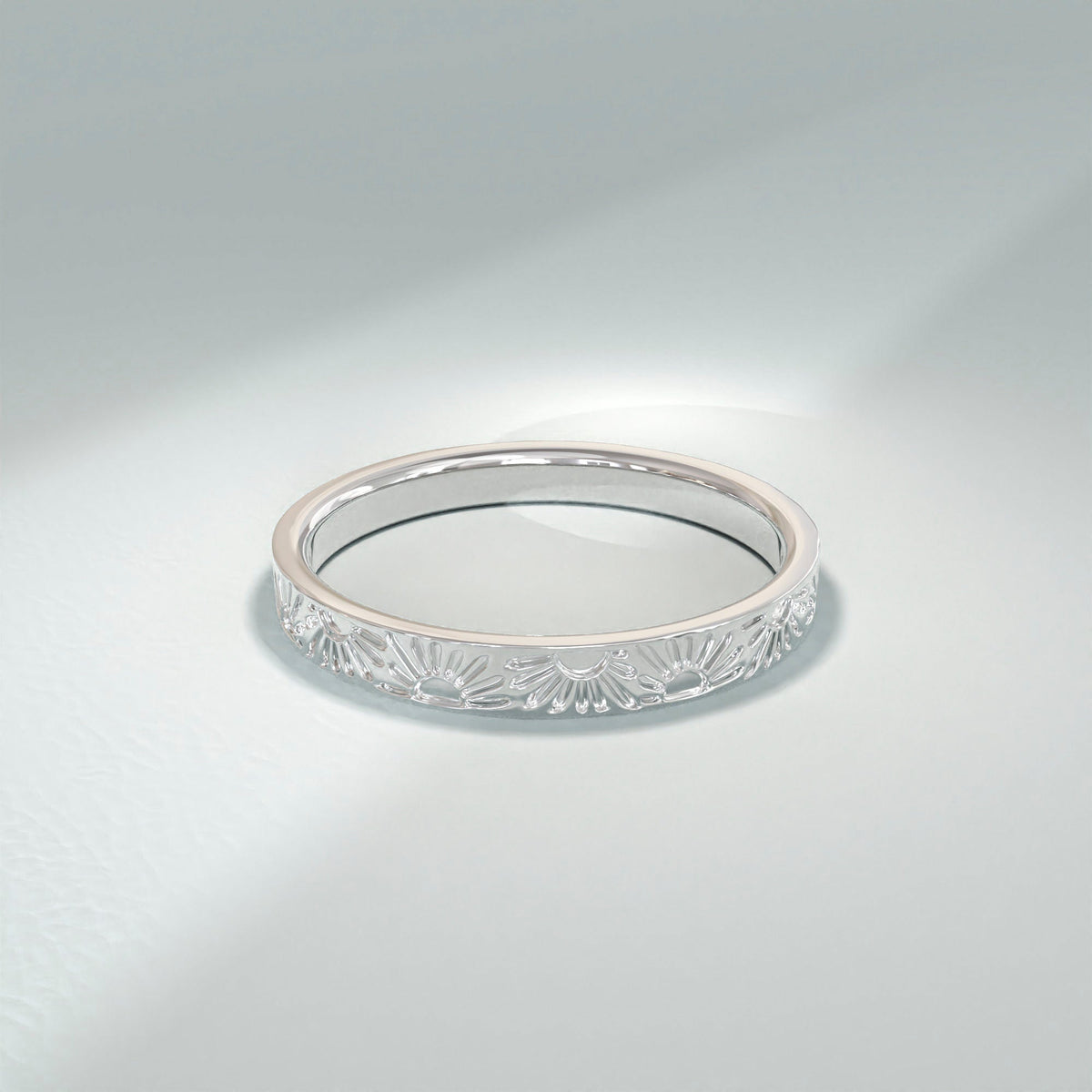 14k Solid Gold Sun Wedding Band | Comfort Fit Celestial Ring | Minimalist Matching Couples Ring for Men & Women