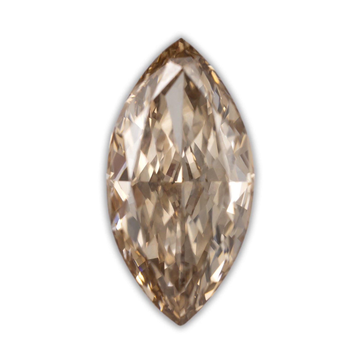 2.5ct 13.52x6.97x3.96mm Marquise Brilliant Cut Lab-Grown Champagne Diamond - VVS2