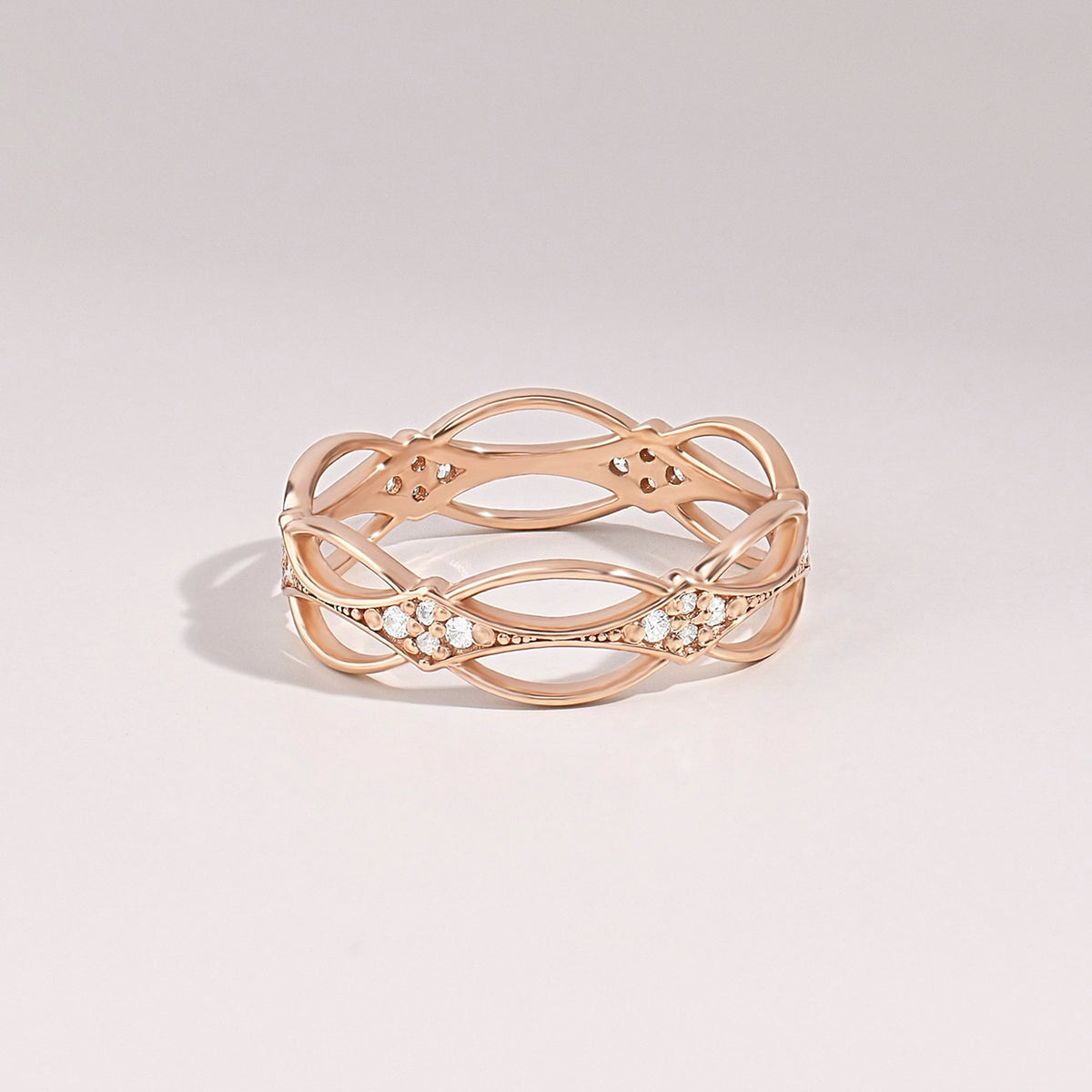 14k Gold Dainty Celtic Ring | Diamond Irish Knot Wedding Band | Vintage Viking-Inspired Stackable Gift for Her