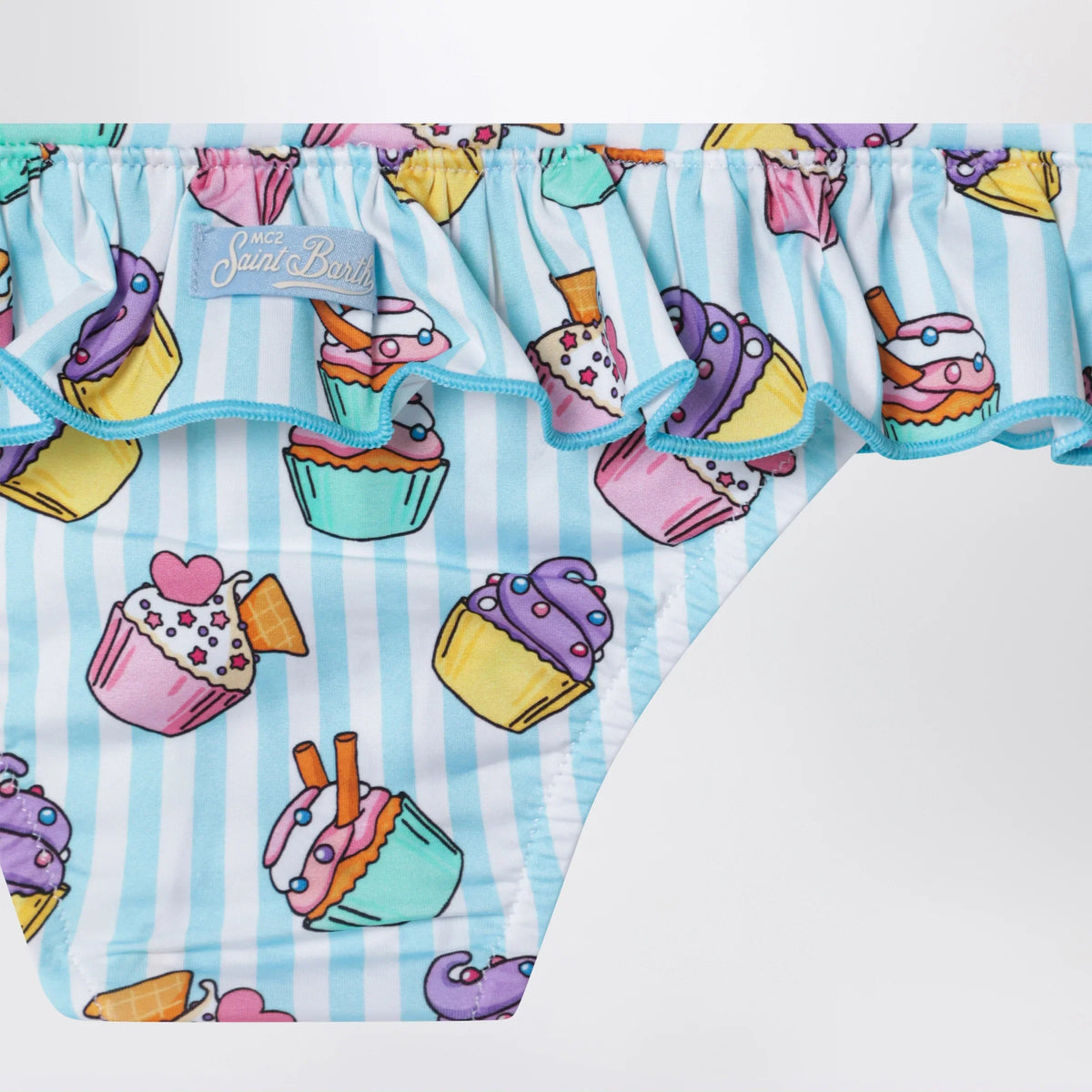 MC2 Saint Barth - Light blue striped swim briefs with pouch