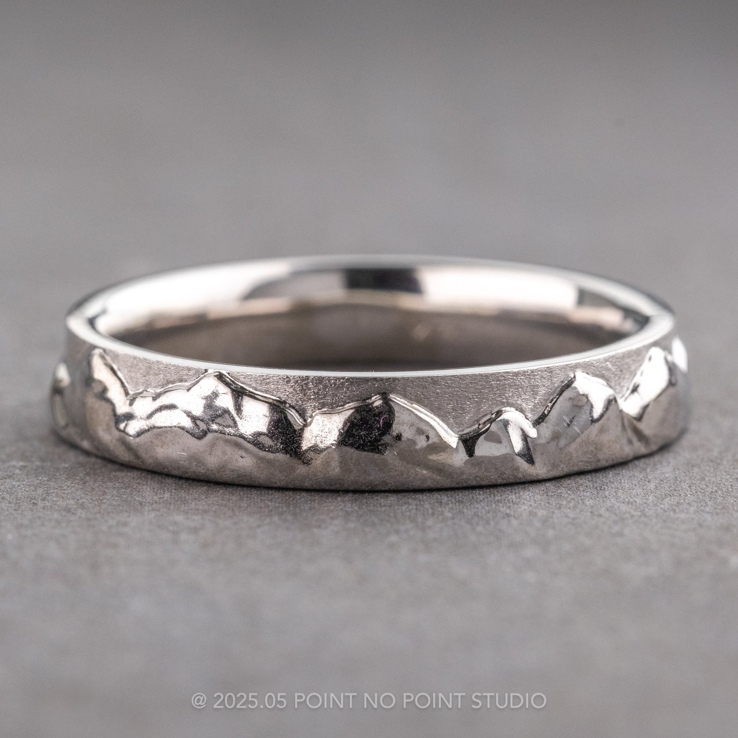 4mm Mountain Mens Wedding Ring, Matte and Polished