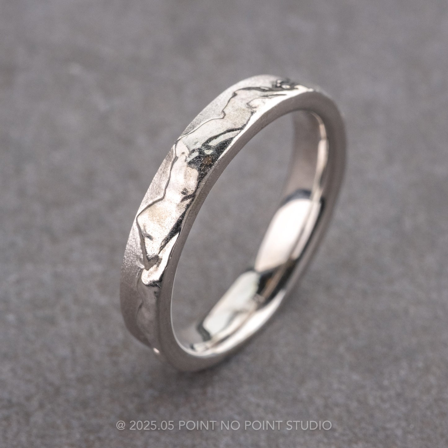 4mm Mountain Mens Wedding Ring, Matte and Polished
