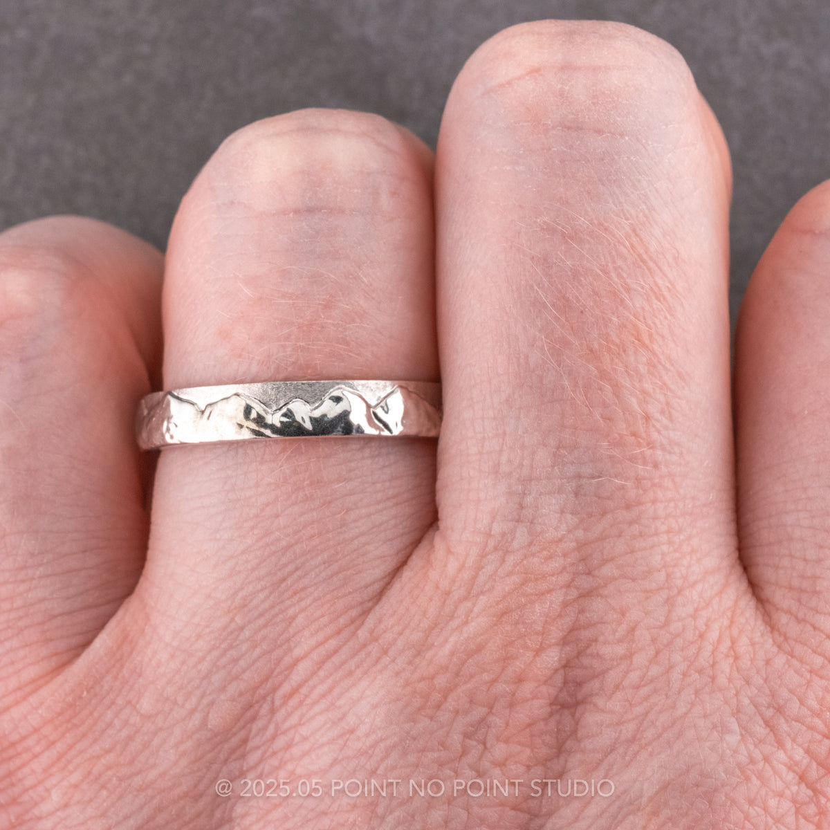 4mm Mountain Mens Wedding Ring, Matte and Polished