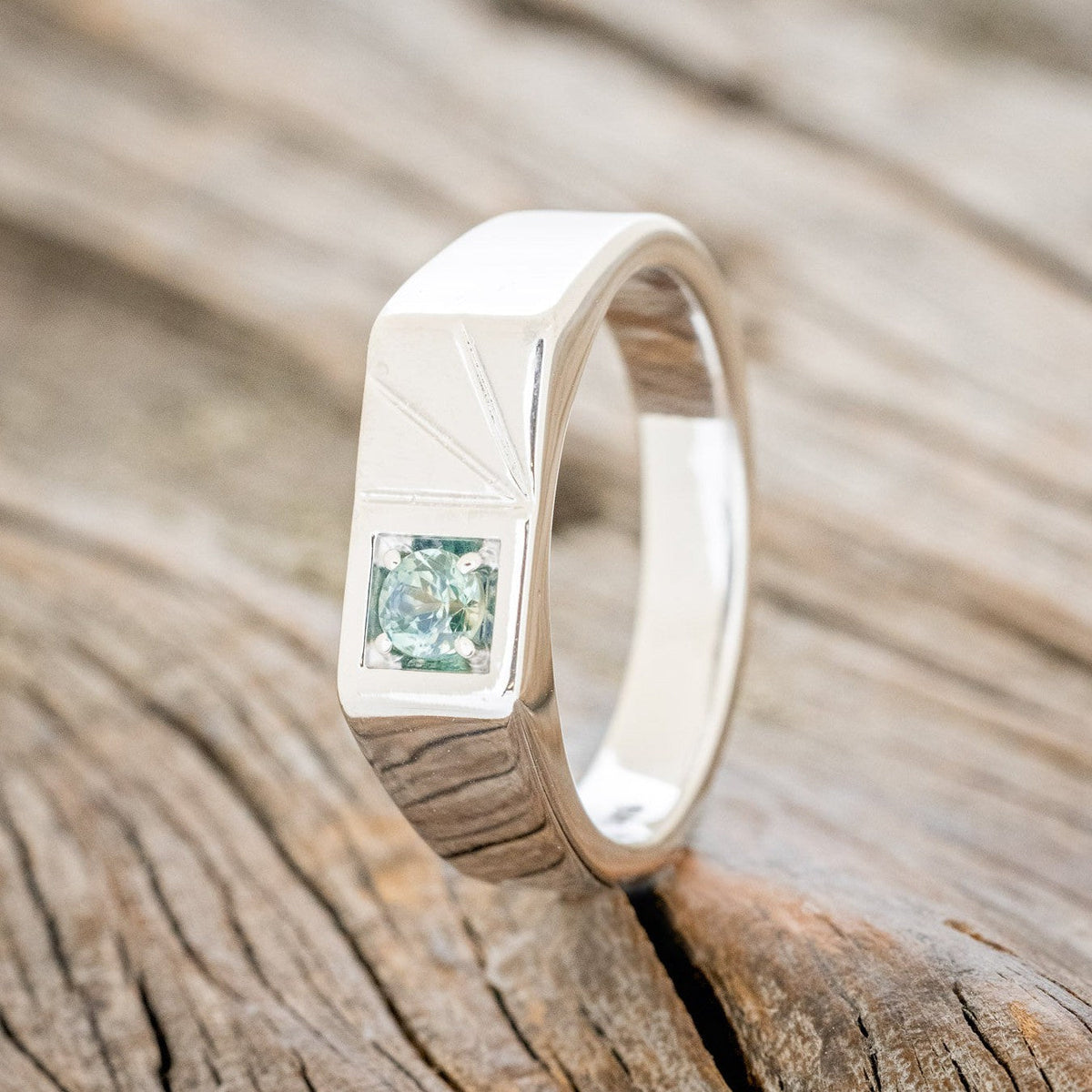 "Sylvan" - Flat Top Engagement Ring With Round Cut Stone