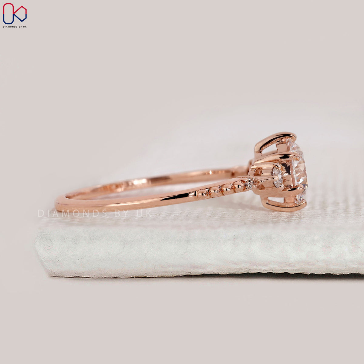 Round Cut Rose Gold 5 Stone Diamond Ring