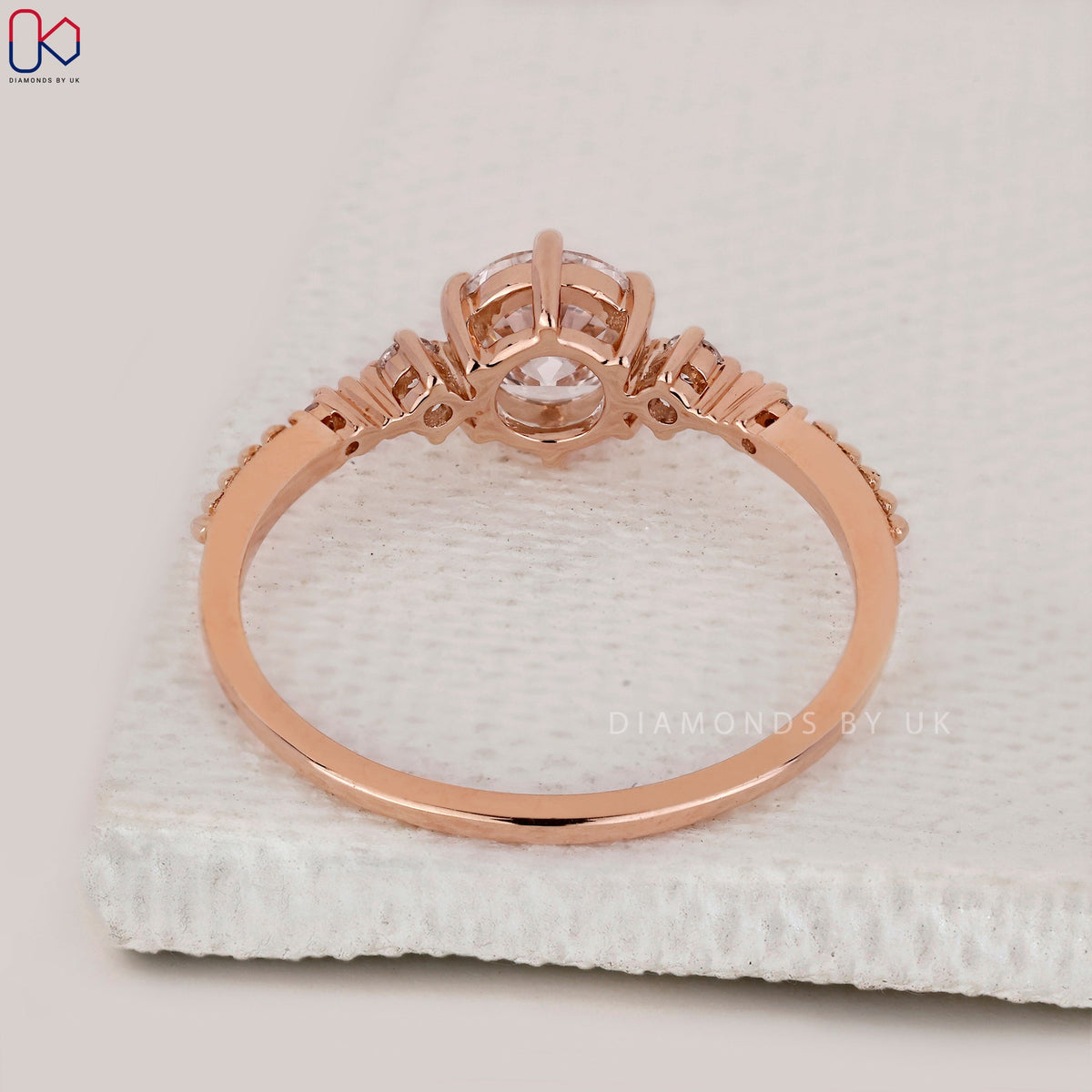 Round Cut Rose Gold 5 Stone Diamond Ring