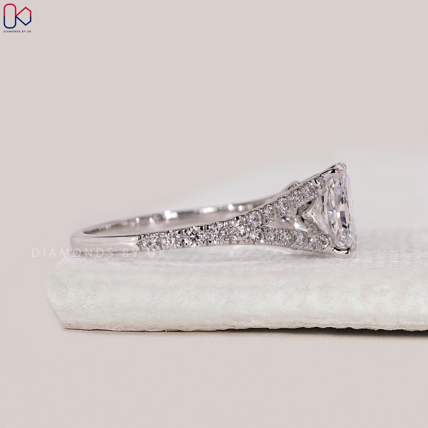 Radiant Cut Ring in Split Shank Pave Style