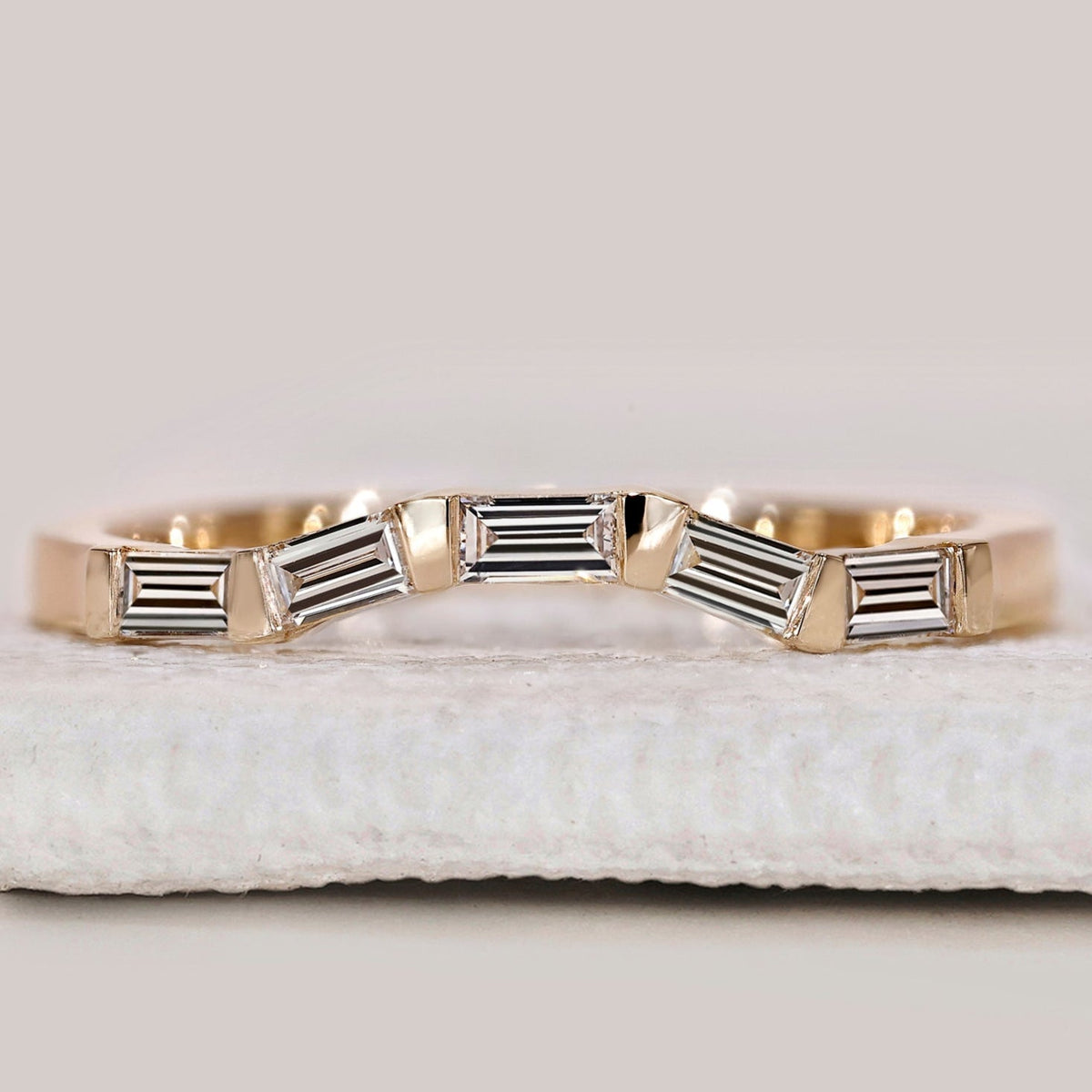 Baguette Diamond Wedding Band With Bar Setting
