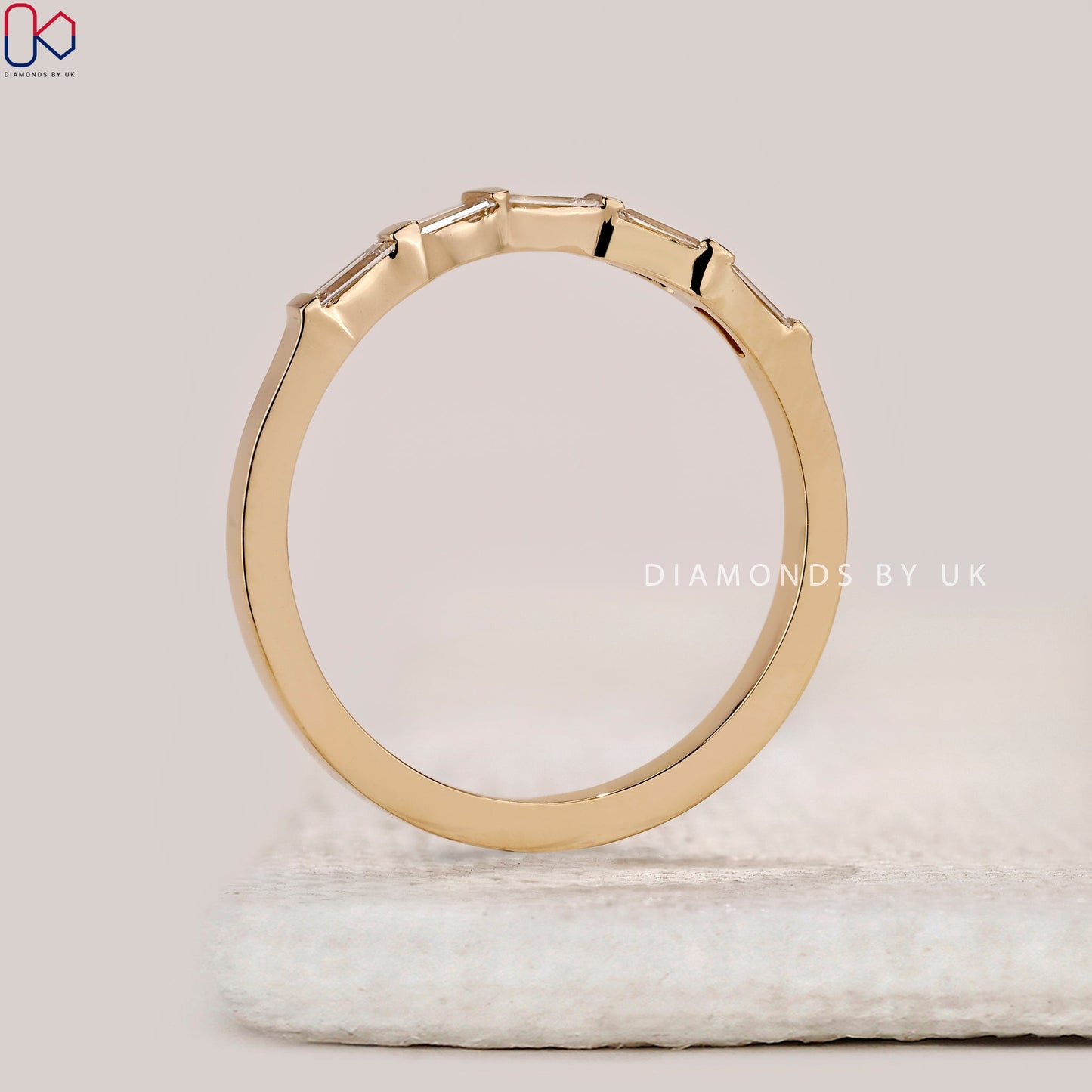 Baguette Diamond Wedding Band With Bar Setting