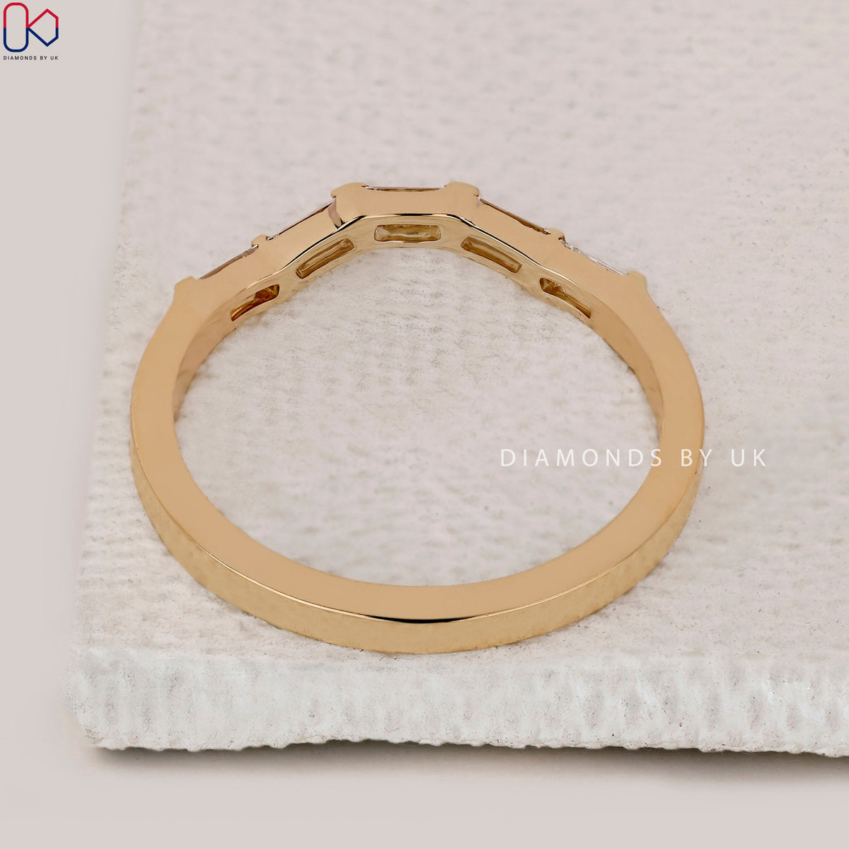 Baguette Diamond Wedding Band With Bar Setting