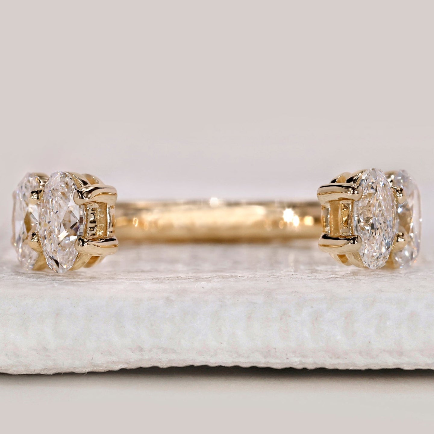 Open Gap Oval Diamond Wedding Band