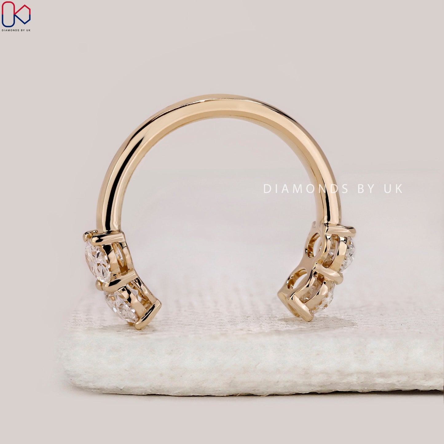 Open Gap Oval Diamond Wedding Band