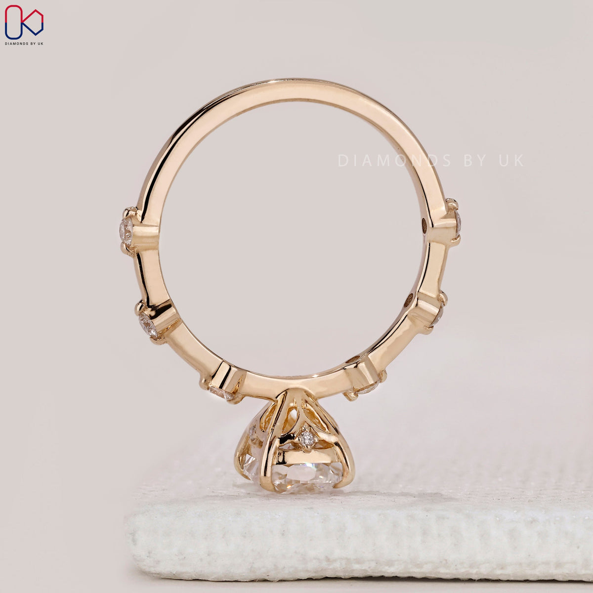 Distance Pave Elongated Cushion Engagement Ring