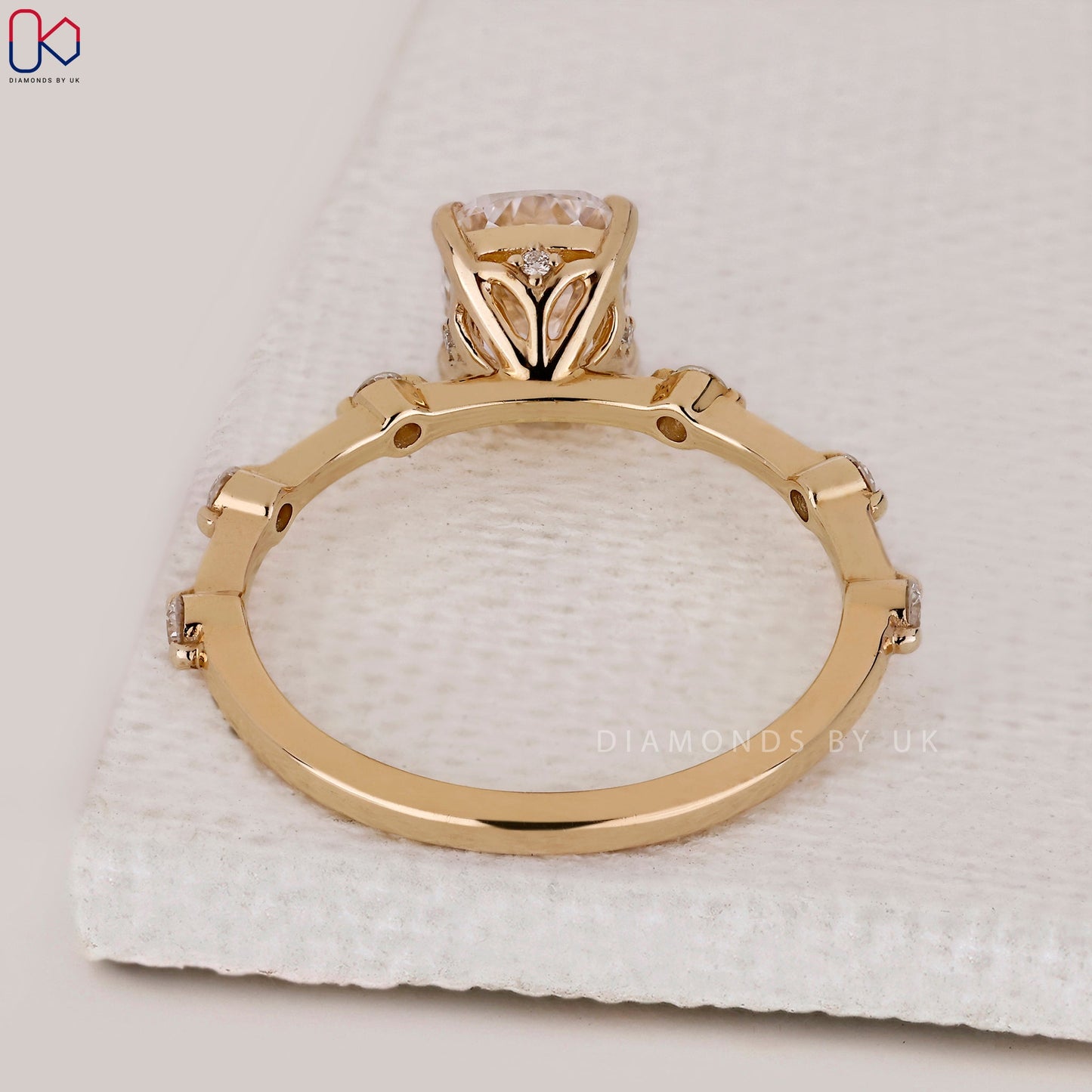 Distance Pave Elongated Cushion Engagement Ring