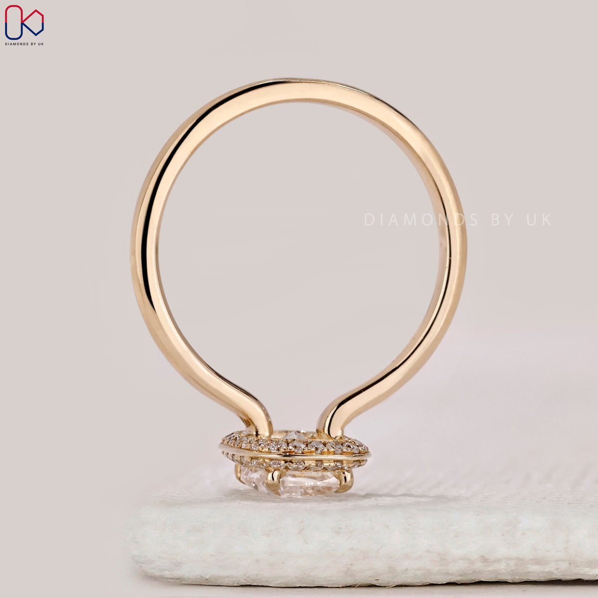 Elongated Cushion Diamond Hidden Halo Ring