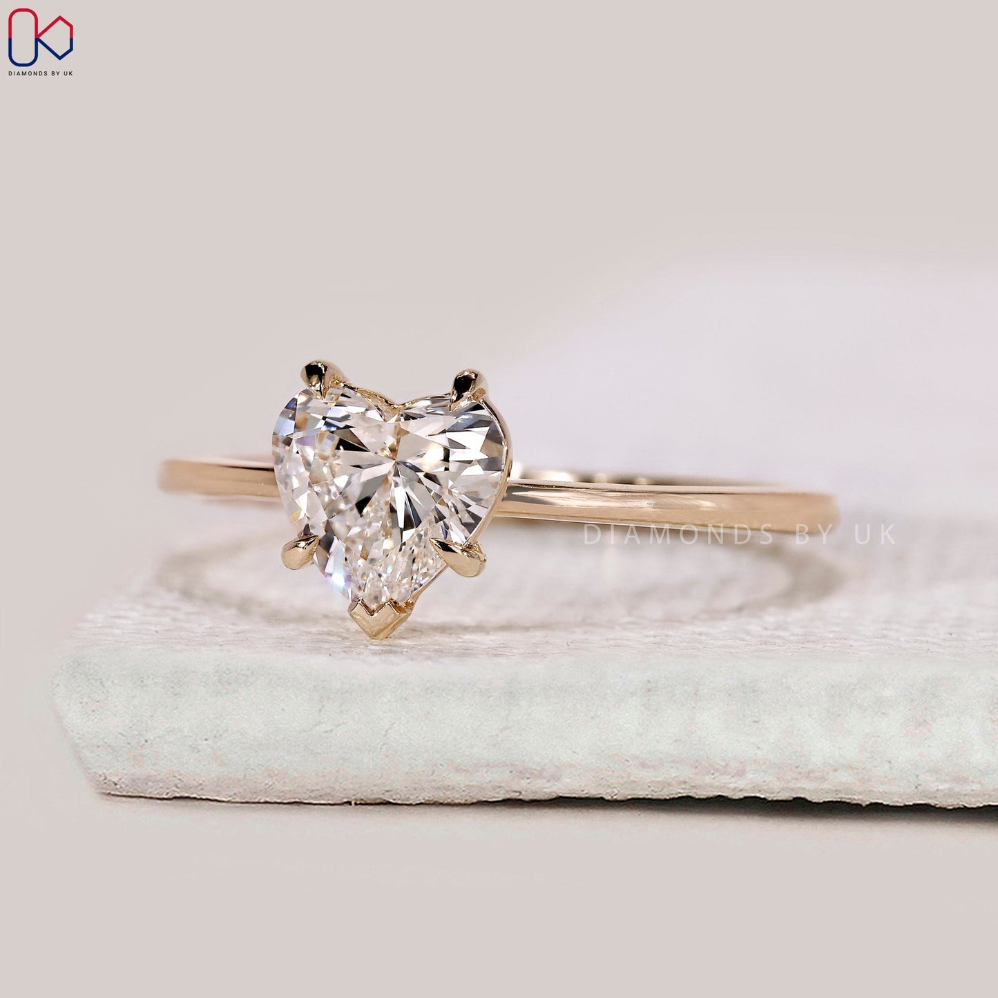 Heart Diamond Engagement Ring in Solitaire Style