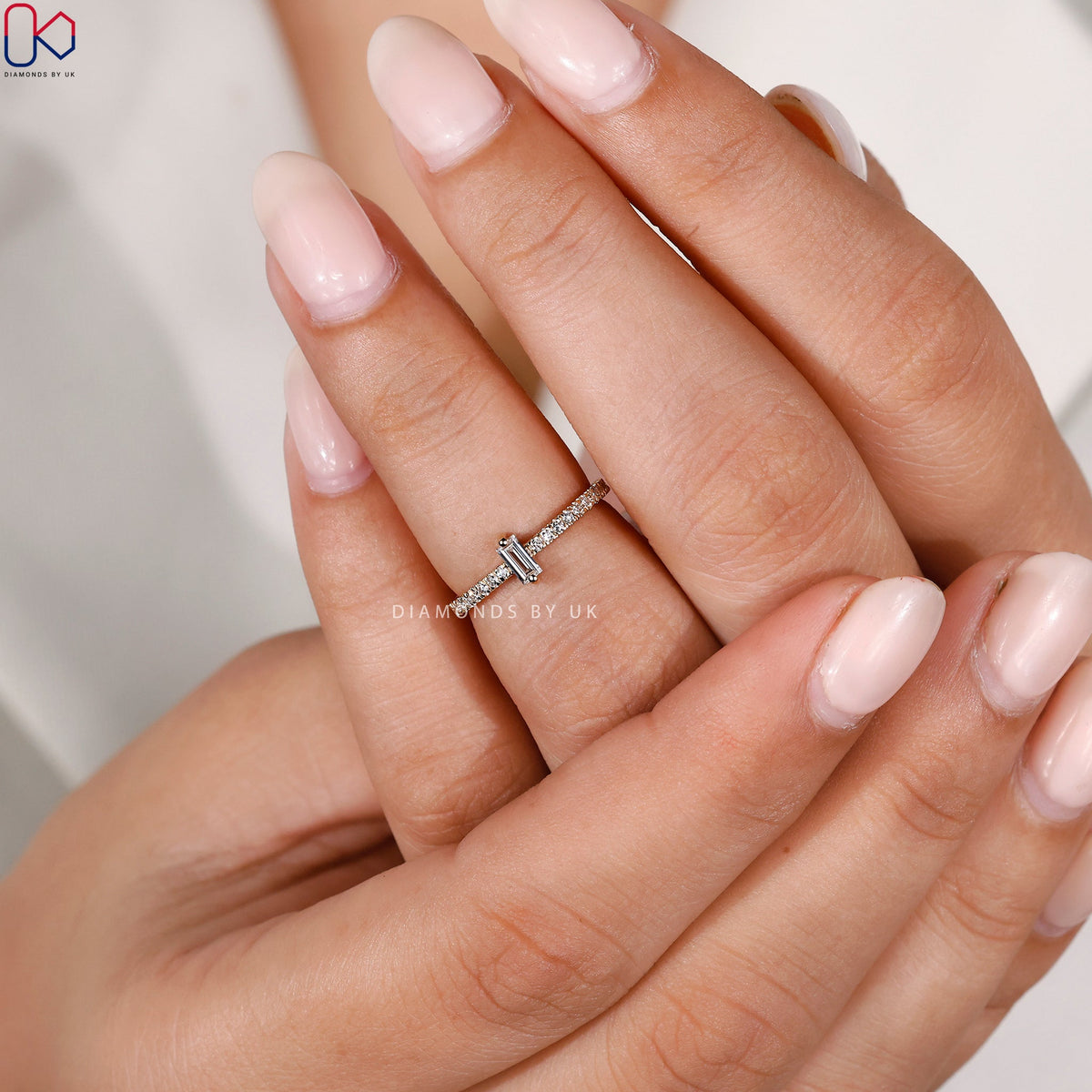 Half Eternity Baguette Diamond Wedding Band