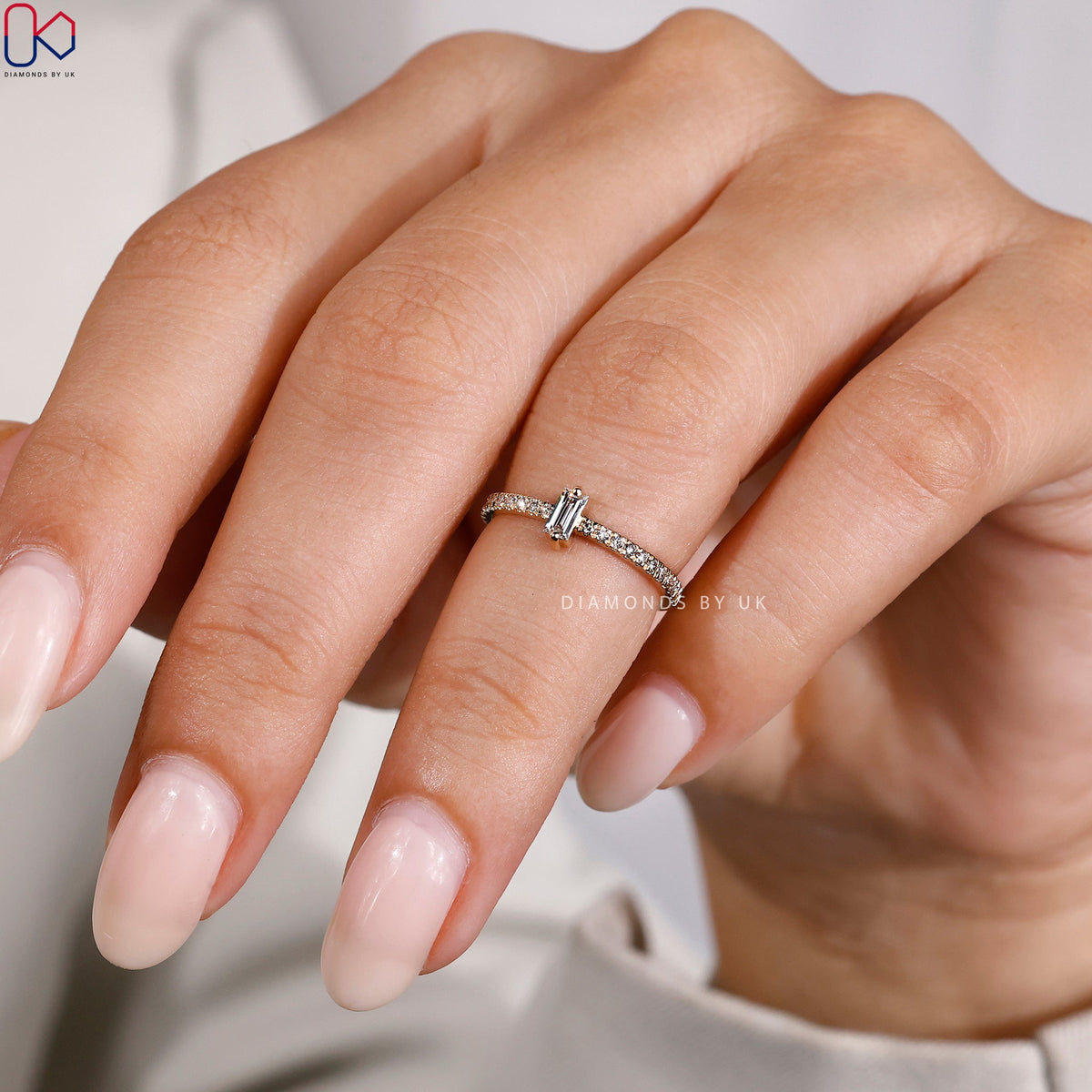 Half Eternity Baguette Diamond Wedding Band