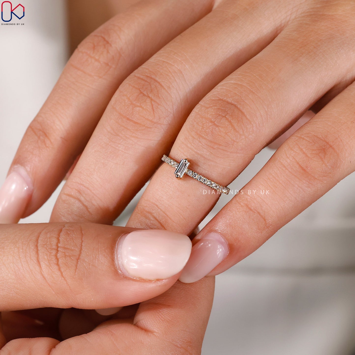 Half Eternity Baguette Diamond Wedding Band