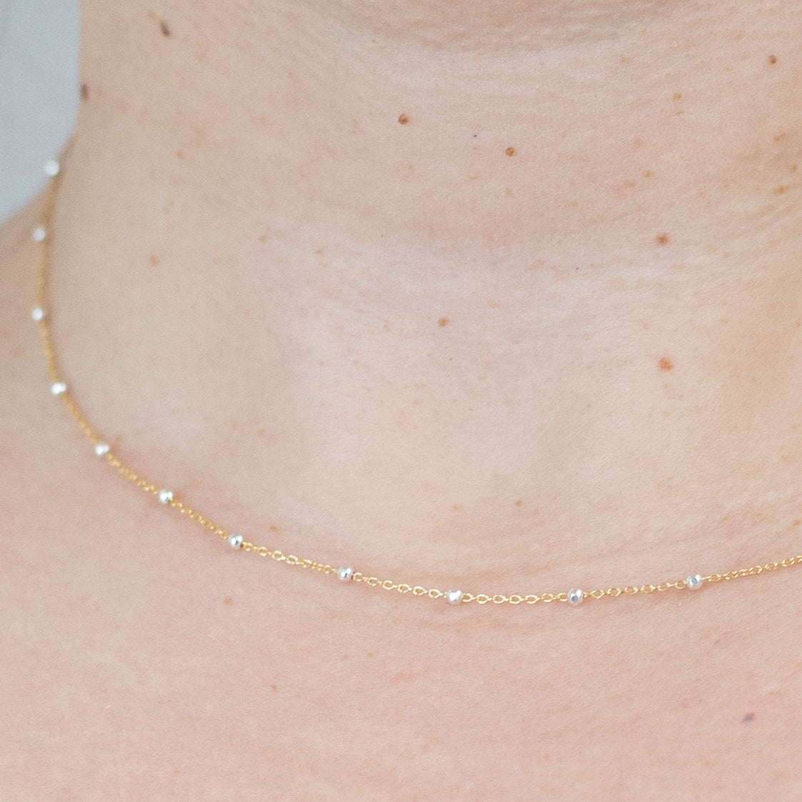 Thin Beaded Satellite Chain Necklace in 14 Karat Gold Fill or Sterling Silver