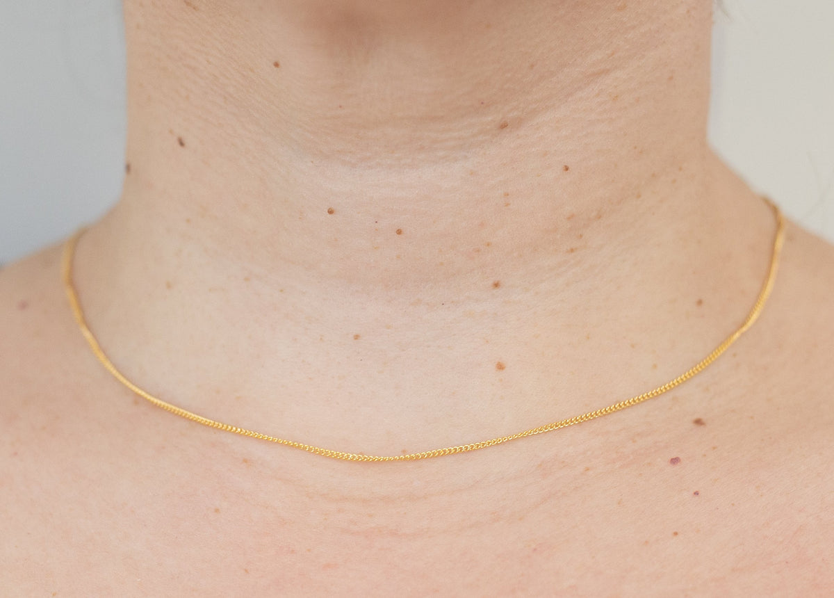 Dainty Curb Chain Layering Necklace 14 Karat Gold Fill