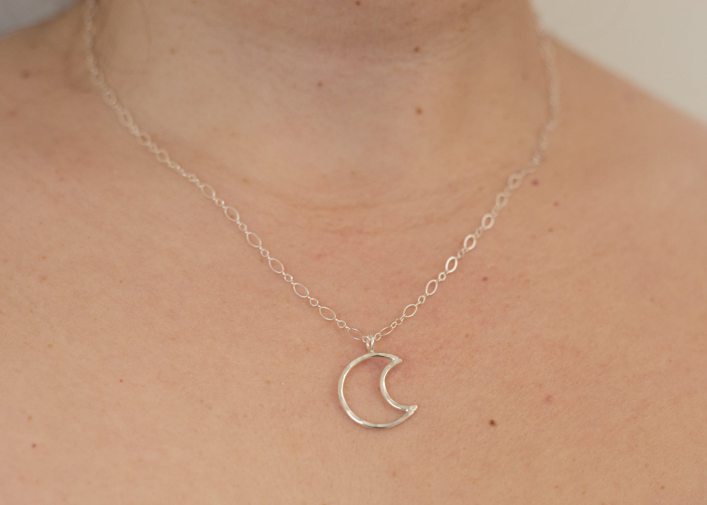 Open Moon Necklace in Sterling Silver / Ready to Ship