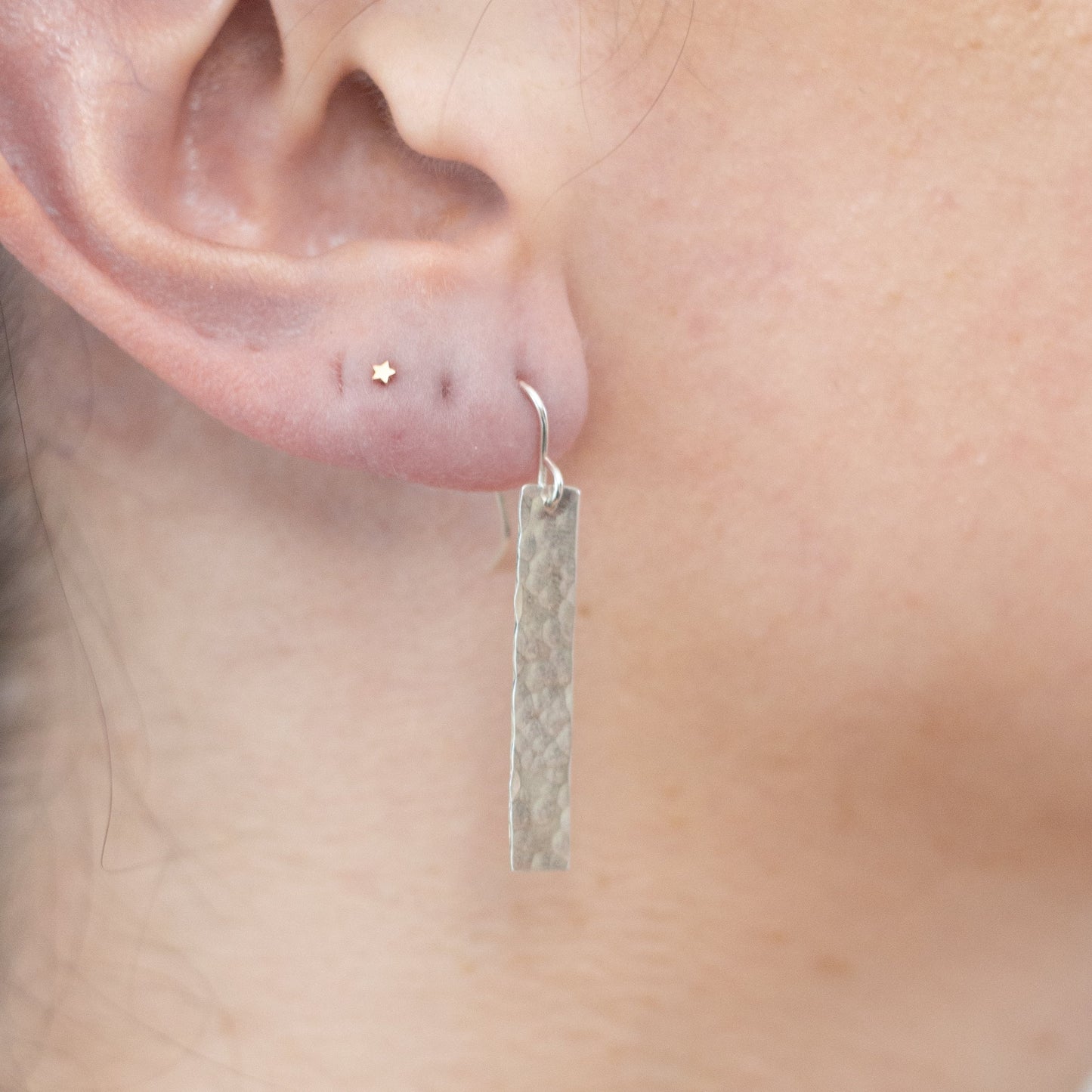 Sterling Silver Hammered Bar Earrings
