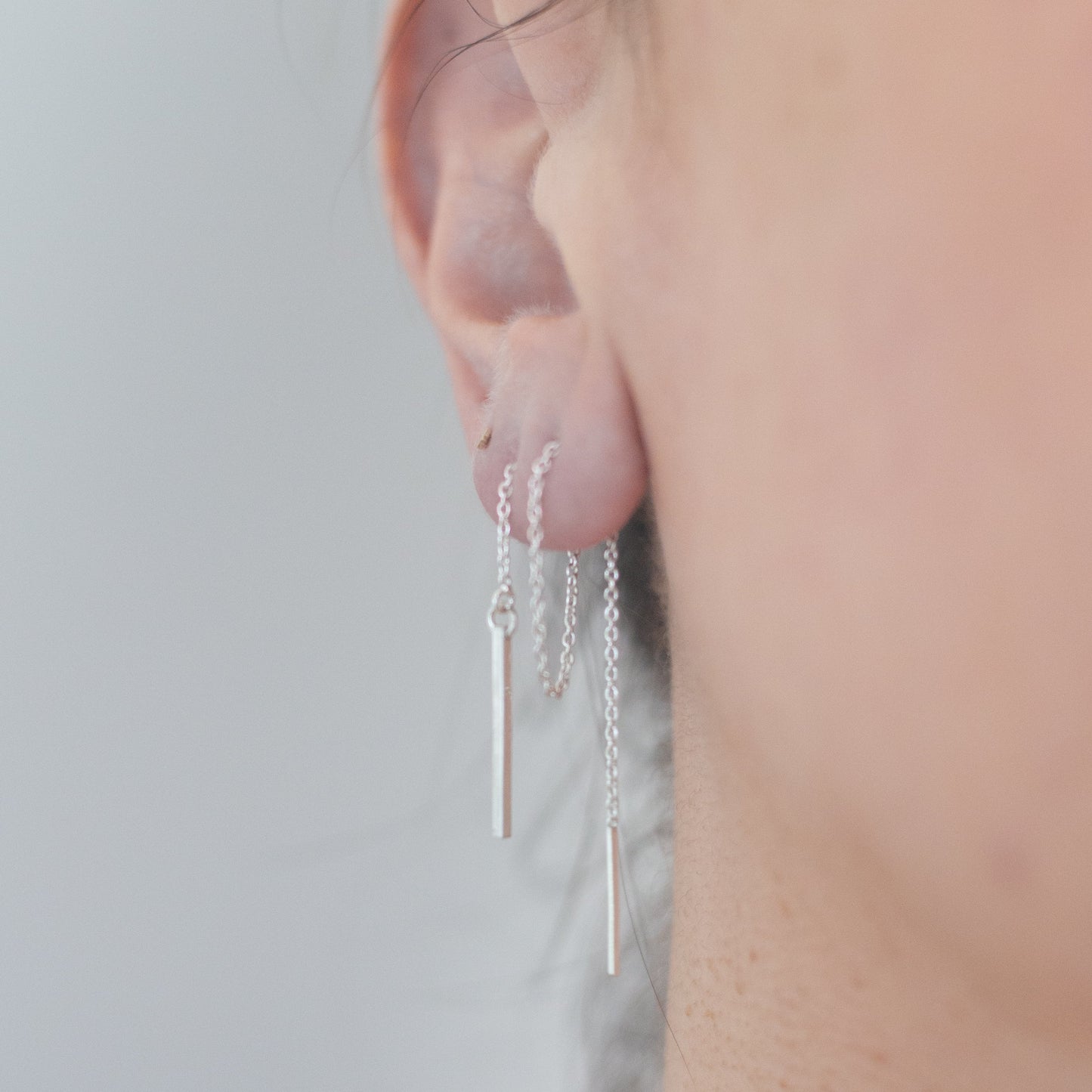 Extra Long Sterling Silver Bar Threader Earrings