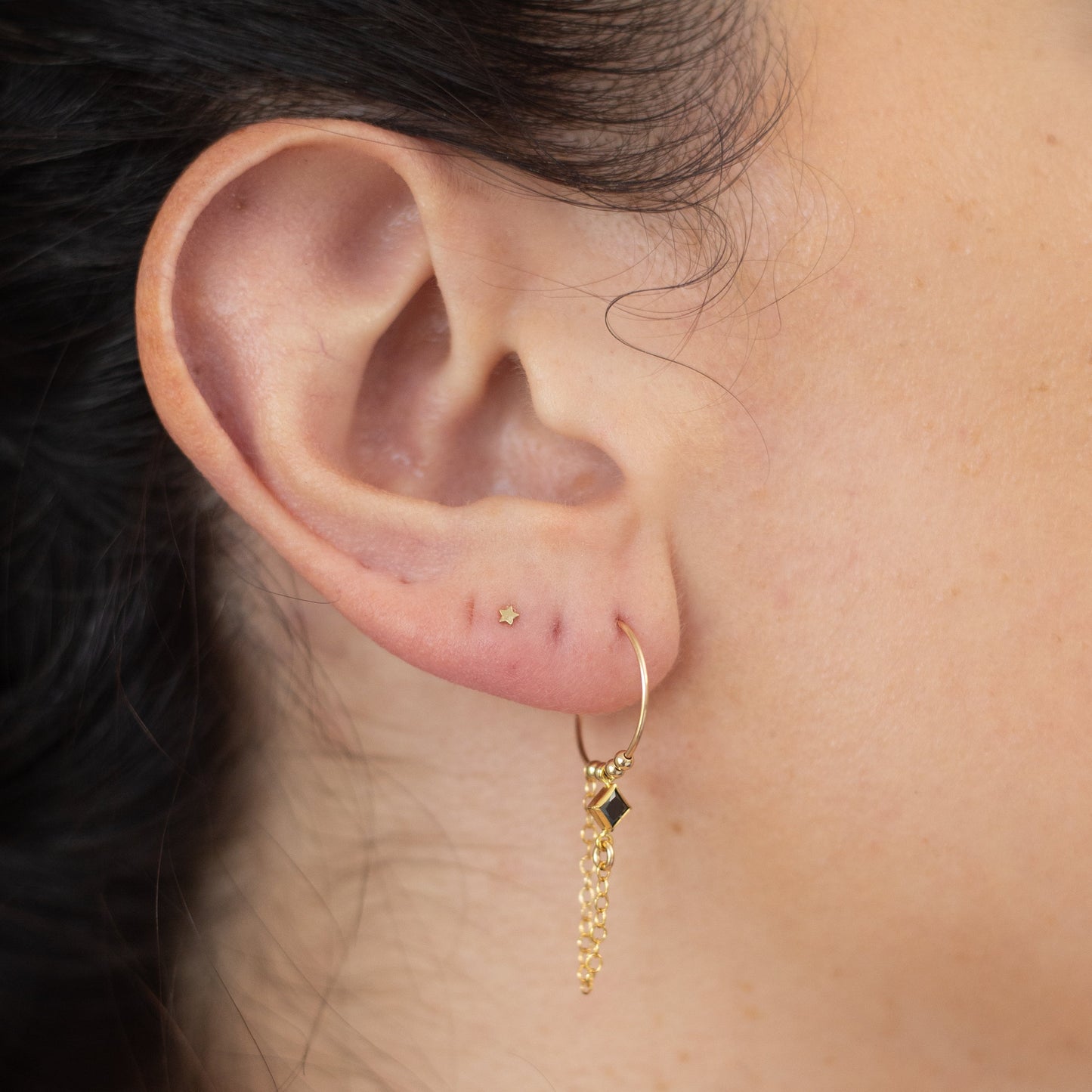 Gemstone and Chain Drop Earrings in 14 Karat Gold Fill / READY TO SHIP