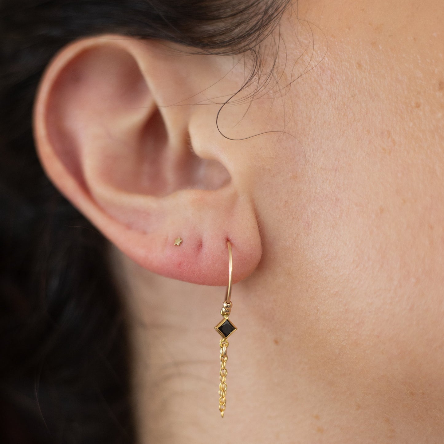 Gemstone and Chain Drop Earrings in 14 Karat Gold Fill / READY TO SHIP