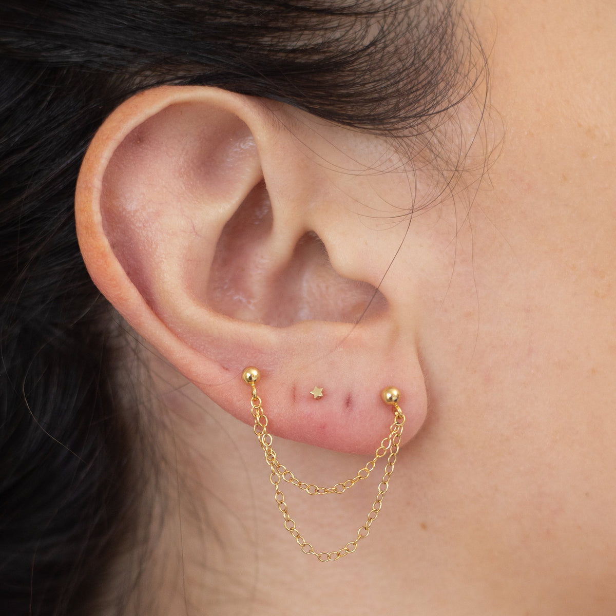 Double Ball Stud Earring / SINGLE EARRING / Gold Fill Or Sterling Silver