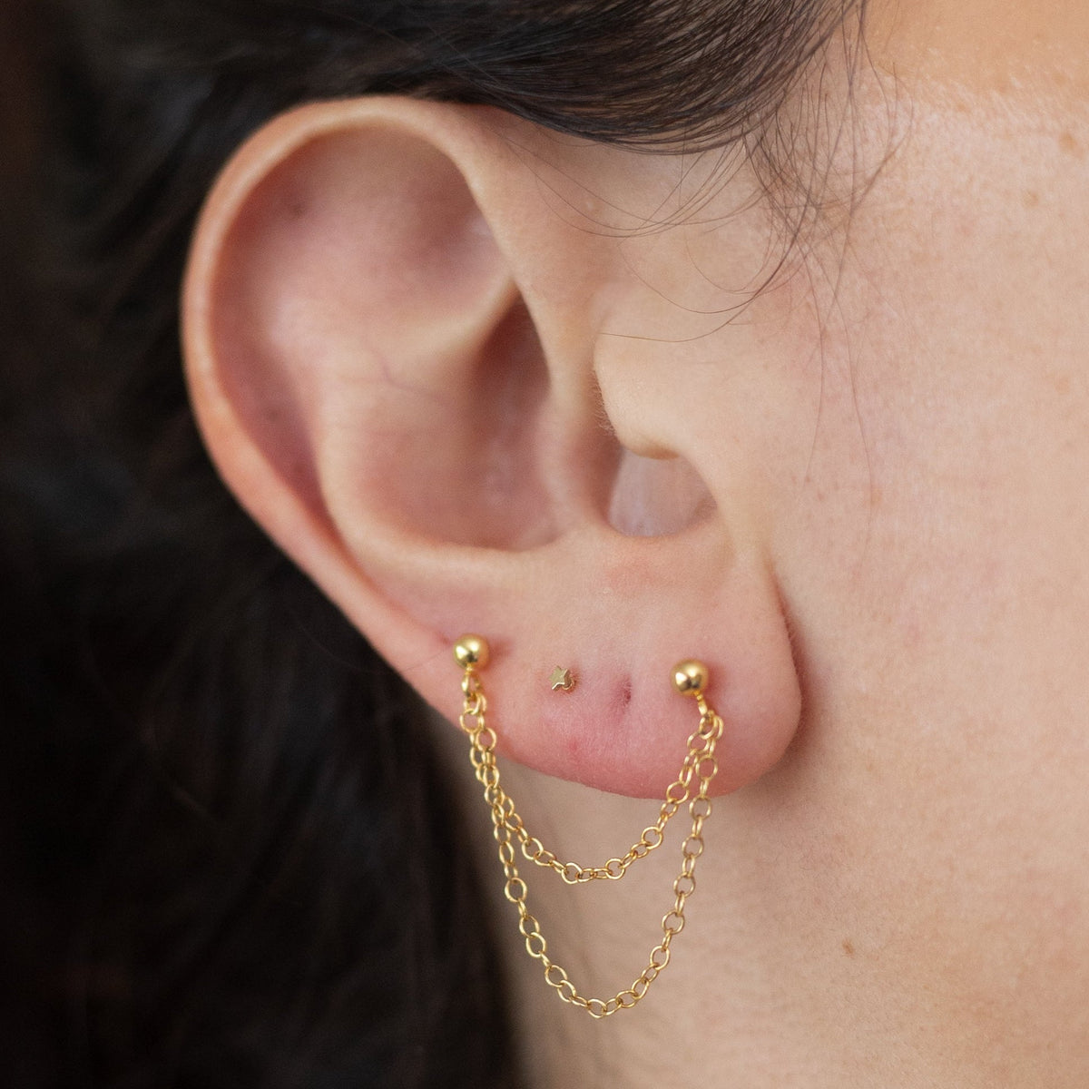 Double Ball Stud Earring / SINGLE EARRING / Gold Fill Or Sterling Silver