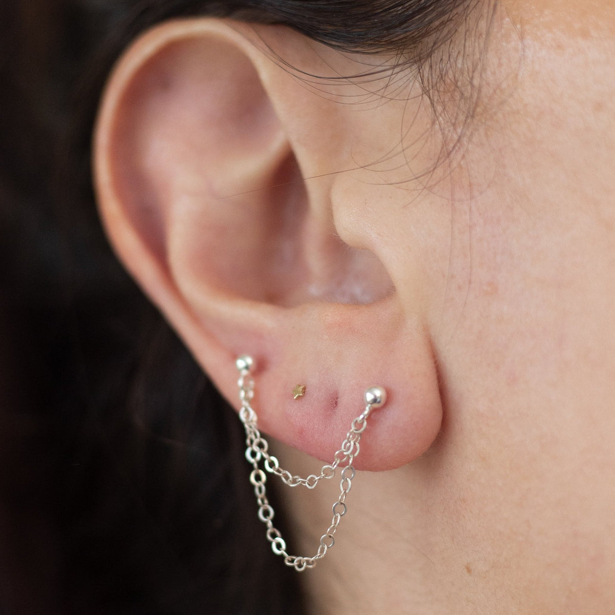Double Ball Stud Earring / SINGLE EARRING / Gold Fill Or Sterling Silver