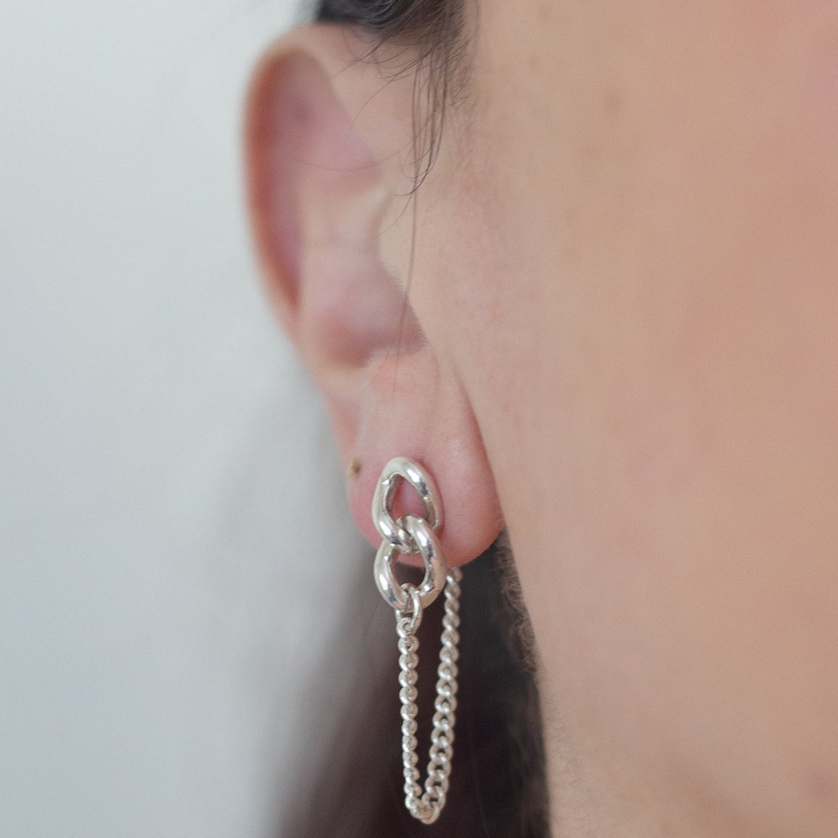 Duet Chain Drop Earrings in Sterling Silver